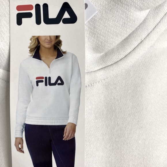 FILA Logo 1/4 Zip Pullover Sweatshirt Hoodie. Size M - Picture 2 of 7